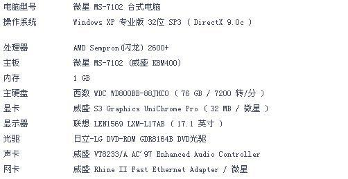 2009年电脑主机配置概览